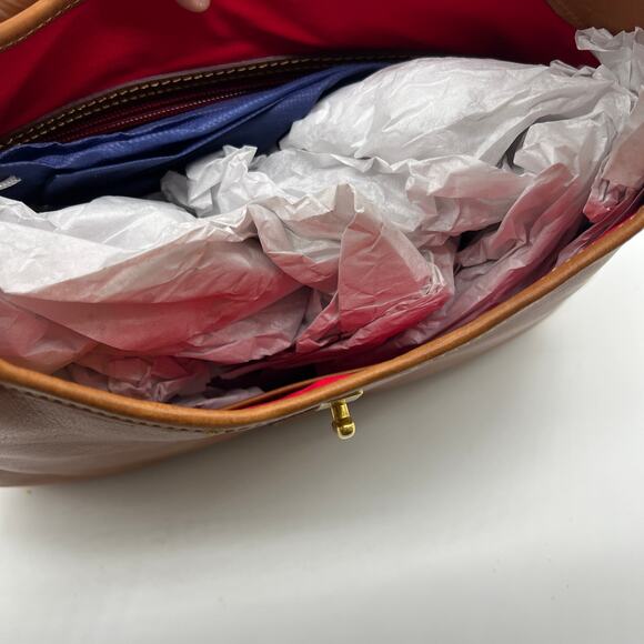 Dooney & Bourke Florentine Leather Crescent Hobo Brown Natural - Picture 14 of 16